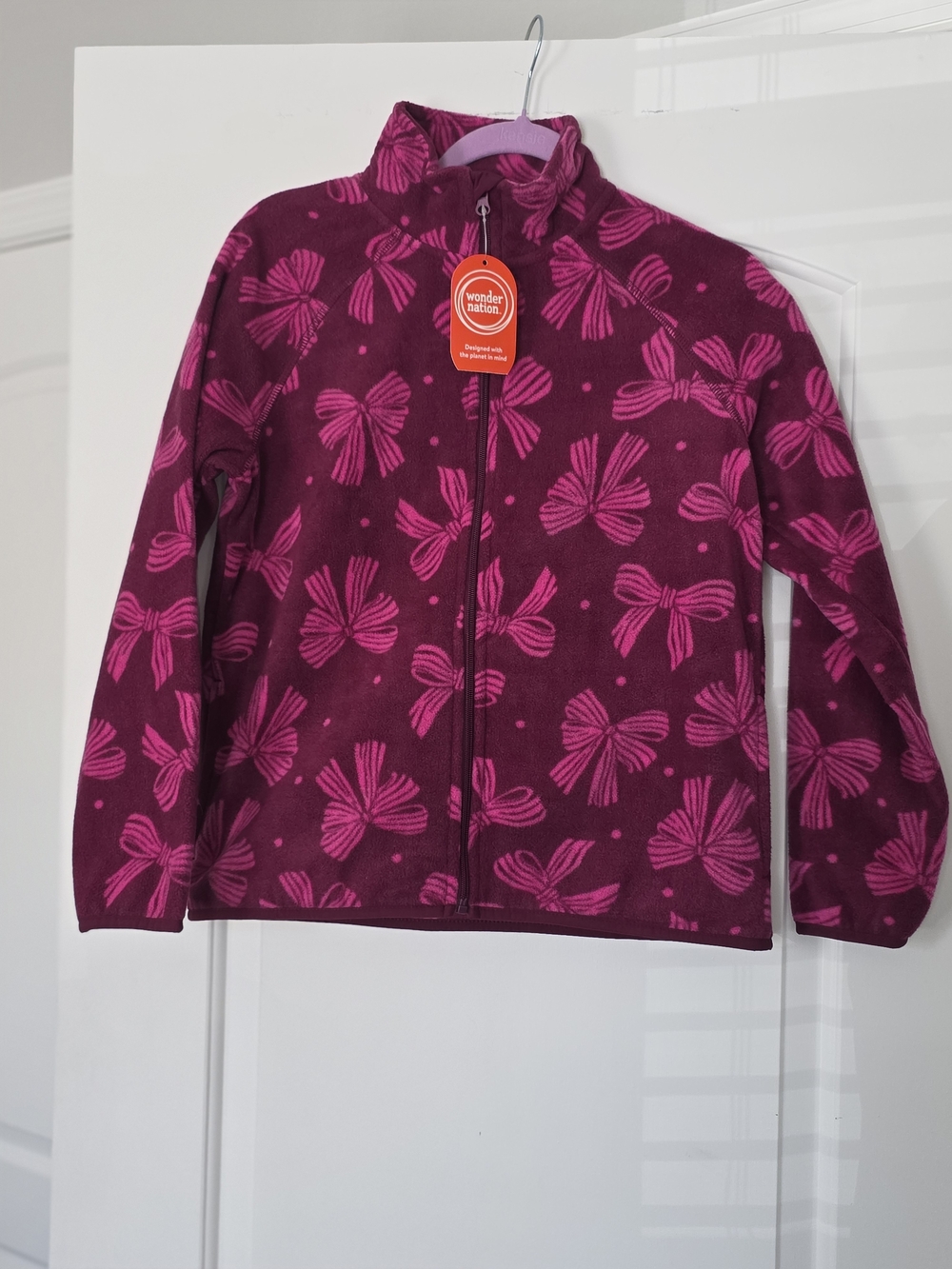 wonder nation Berry and Hot Pink Bow-Print Fleece Jacket